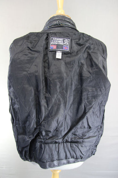 CLASSIC 'BORN FREE' BLACK COWHIDE LEATHER BIKER JACKET 38-40 INCH CHEST