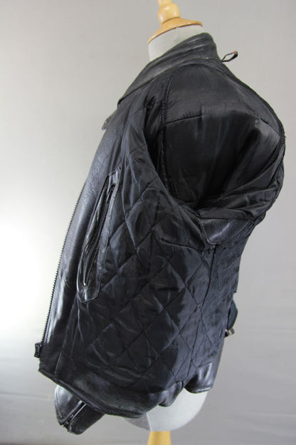 RST BRITISH DESIGNED BLACK COWHIDE LEATHER BIKER JACKET + BACK PROTECTOR SIZE 12