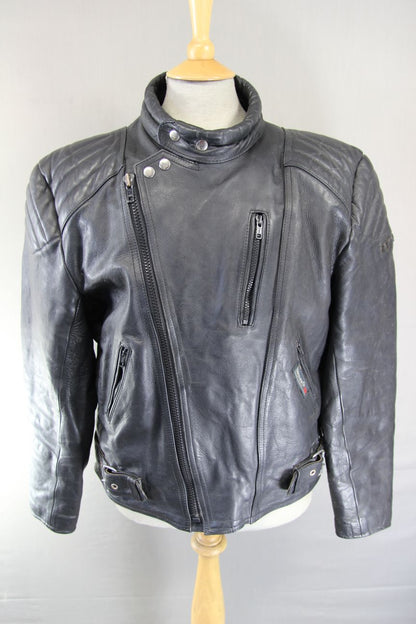 APACHE LEATHERS THINSULATE 3M THERMAL LINED CLASSIC BLACK BIKER JACKET 44-46 IN