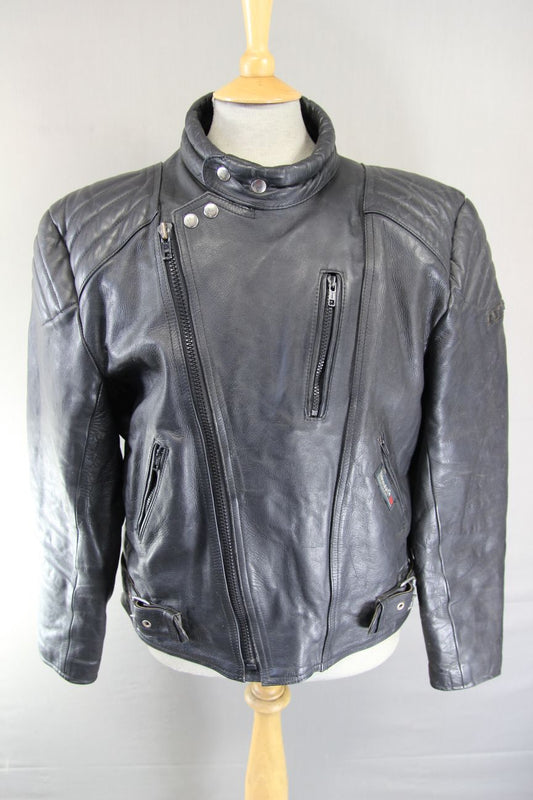 APACHE LEATHERS THINSULATE 3M THERMAL LINED CLASSIC BLACK BIKER JACKET 44-46 IN