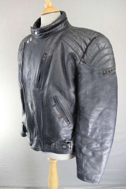 APACHE LEATHERS THINSULATE 3M THERMAL LINED CLASSIC BLACK BIKER JACKET 44-46 IN