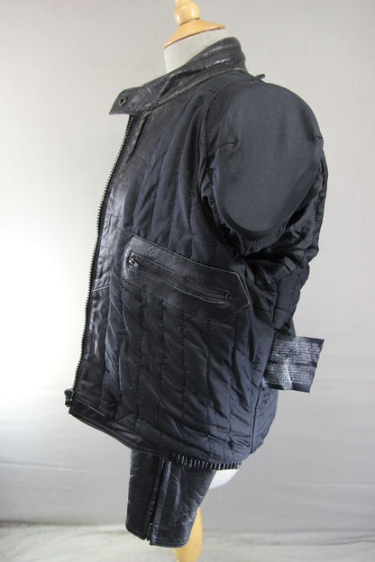 ASHMAN BLACK COWHIDE LEATHER BIKER JACKET + BACK & SHOULDER PROTECTORS: SIZE 18