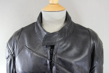 BRITISH DESIGNED RHINO BLACK COWHIDE LEATHER BIKER JACKET + PROTECTORS 40-42 IN