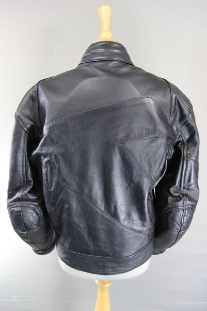 BRITISH DESIGNED RHINO BLACK COWHIDE LEATHER BIKER JACKET + PROTECTORS 40-42 IN