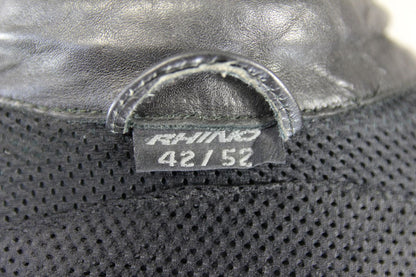 BRITISH DESIGNED RHINO BLACK COWHIDE LEATHER BIKER JACKET + PROTECTORS 40-42 IN