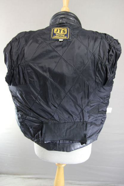 LADIES CLASSIC JTS BLACK LEATHER BIKER JACKET 38 INCH CHEST/MEDIUM