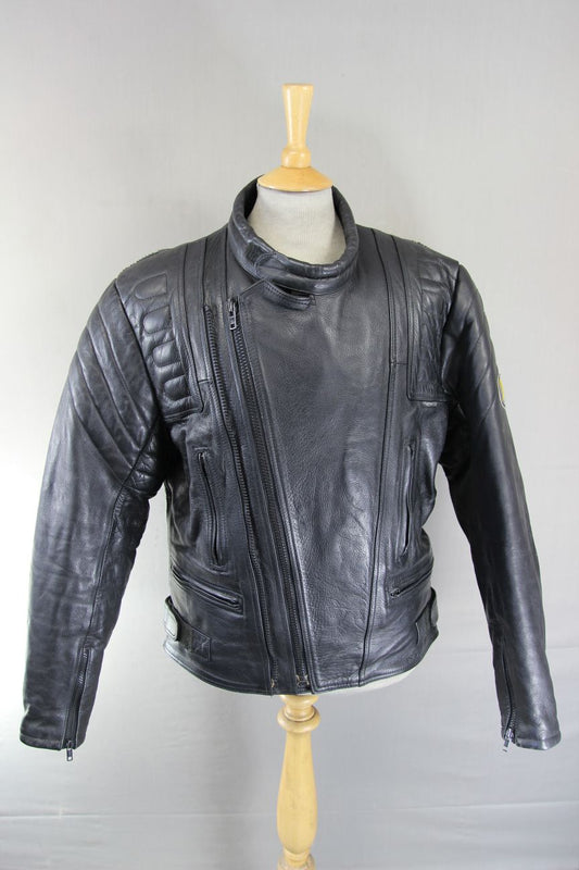 GB MARKETING PREMIER CLASSIC BLACK LEATHER BIKER JACKET 42-44 INCH CHEST