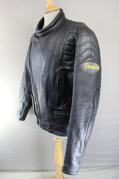 GB MARKETING PREMIER CLASSIC BLACK LEATHER BIKER JACKET 42-44 INCH CHEST