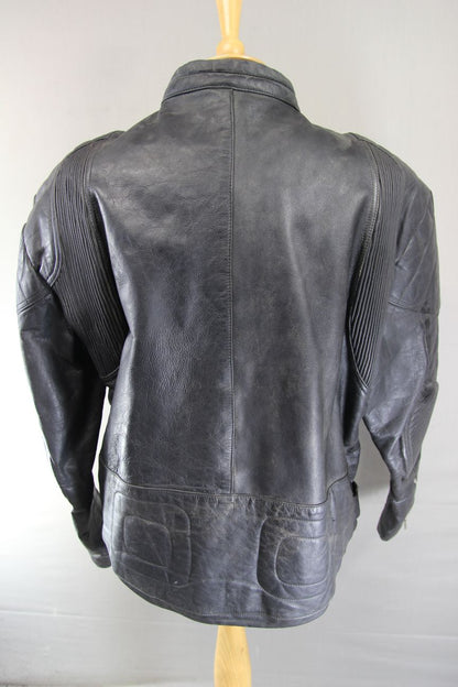 CLASSIC BLACK LEATHER BIKER JACKET 40 INCH/MEDIUM