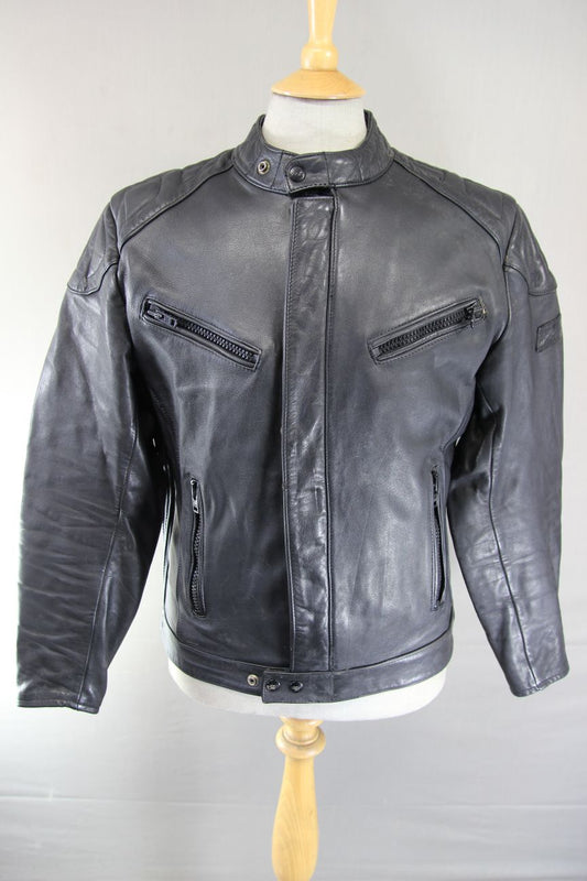 CLASSIC POLO BLACK LEATHER BIKER JACKET 38-40 INCH/MEDIUM