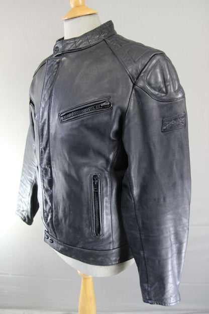 CLASSIC POLO BLACK LEATHER BIKER JACKET 38-40 INCH/MEDIUM