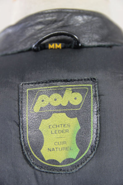 CLASSIC POLO BLACK LEATHER BIKER JACKET 38-40 INCH/MEDIUM