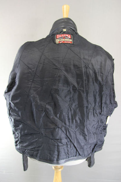 VINTAGE 1970's/1980's PUNK ROCK SKIN COWHIDE LEATHER BLACK BIKER JACKET 44-46 IN