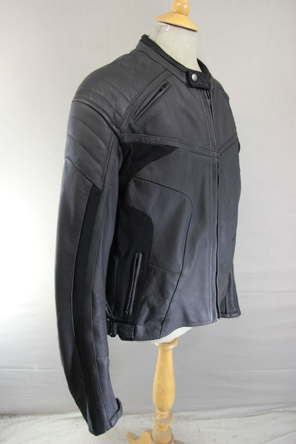 FRANK THOMAS FTL 286 CLASSIC BLACK LEATHER & TEXTILE BIKER JACKET 46 INCH/XL