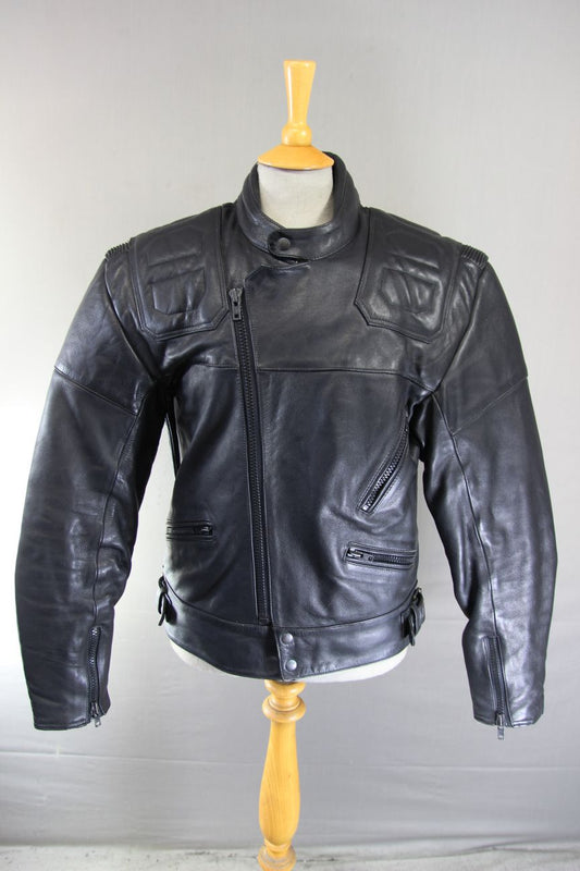 CLASSIC SPORTEX MAXX BLACK LEATHER BIKER JACKET 40 INCHES