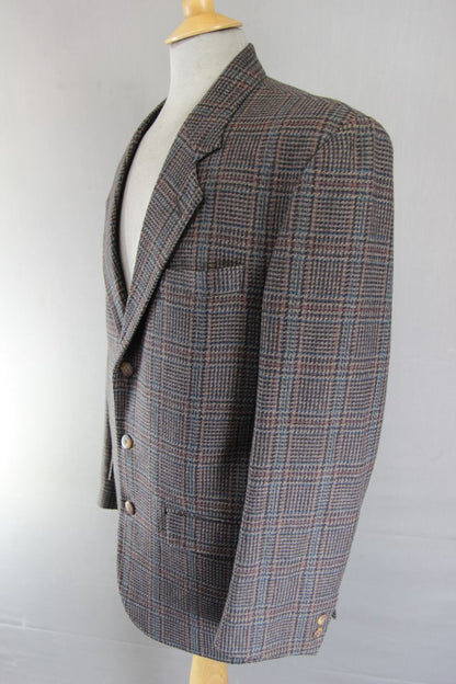 1880 CLUB CLASSIC CHECKED BROWN WOOL RICH BLEND TWEED JACKET 38 INCH