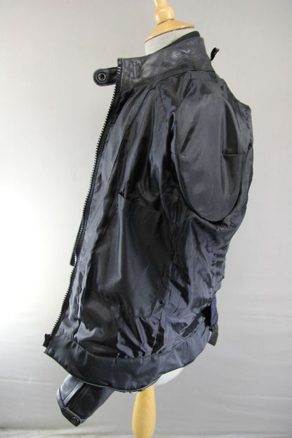 PRO FIRST LADIES BLACK & WHITE LEATHER BIKER JACKET WITH CE ARMOUR 38-40 IN/XXL