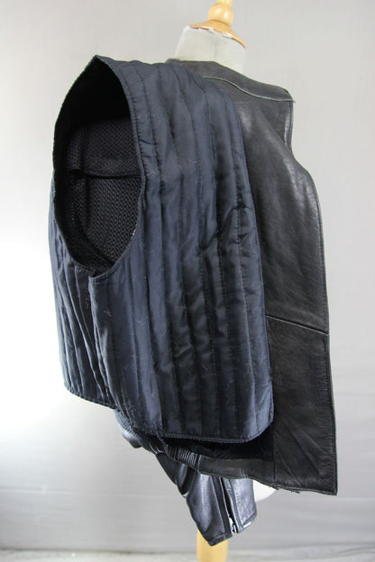 ASHMAN BLACK COWHIDE LEATHER BIKER JACKET + PROTECTORS & THERMAL LINING: SIZE 12
