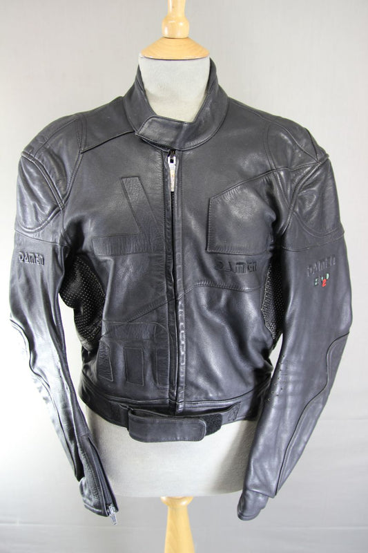 DAMEN EVO2 BLACK LEATHER BIKER JACKET 42 INCH