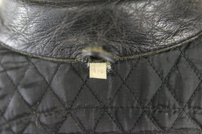 RIDER BLACK LEATHER BIKER JACKET WITH BACK PAD: SIZE 14/36-38"/EUROPEAN SIZE 40