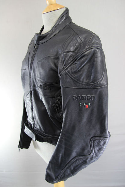 DAMEN EVO2 BLACK LEATHER BIKER JACKET 42 INCH