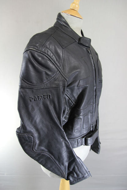 DAMEN EVO2 BLACK LEATHER BIKER JACKET 42 INCH
