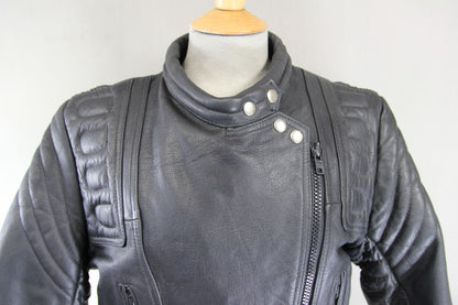 APACHE LEATHERS CLASSIC BLACK BIKER JACKET: SIZE 14 36-38 INCH CHEST