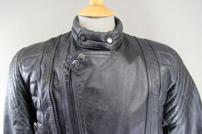 CLASSIC NEKI LEATHERLAND BLACK BIKER JACKET 40-42 INCH CHEST
