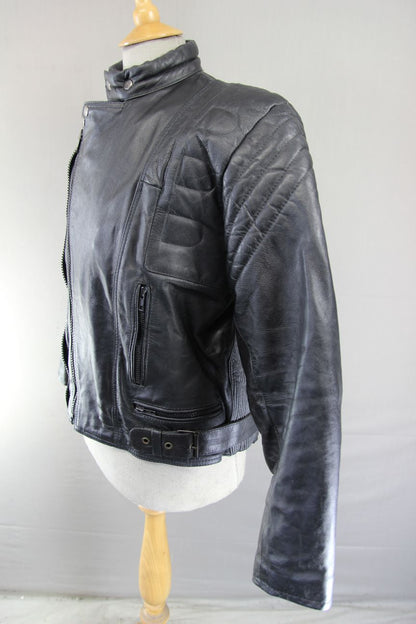 CLASSIC NEKI LEATHERLAND BLACK BIKER JACKET 40-42 INCH CHEST