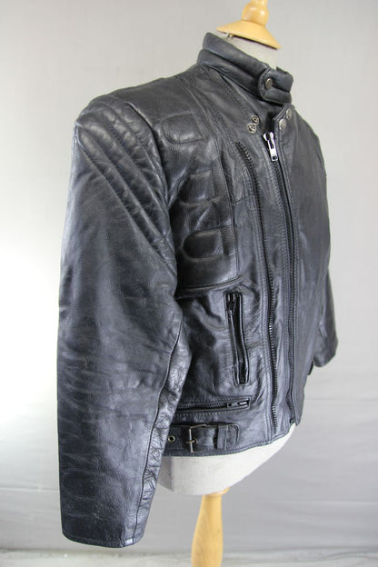 CLASSIC NEKI LEATHERLAND BLACK BIKER JACKET 40-42 INCH CHEST