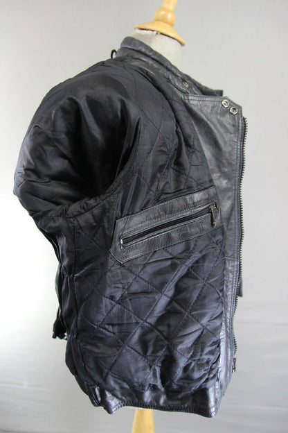 CLASSIC NEKI LEATHERLAND BLACK BIKER JACKET 40-42 INCH CHEST