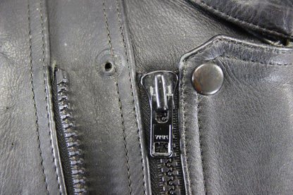 AKITO MERCURY PLUS CLASSIC BLACK LEATHER BIKER JACKET WITH BACK PROTECTOR 42-44"