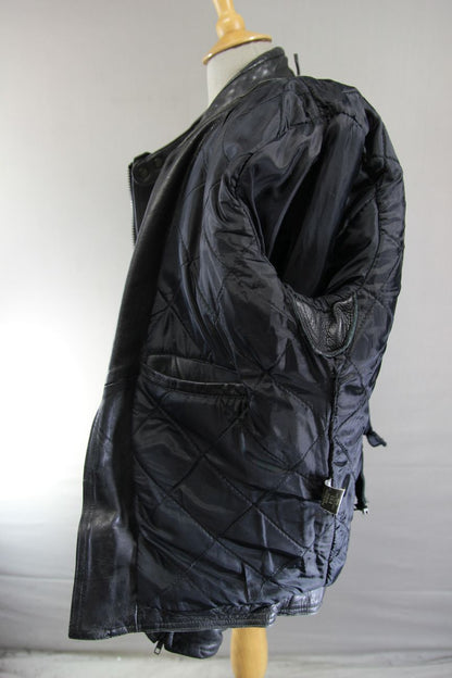 AKITO MERCURY PLUS CLASSIC BLACK LEATHER BIKER JACKET WITH BACK PROTECTOR 42-44"