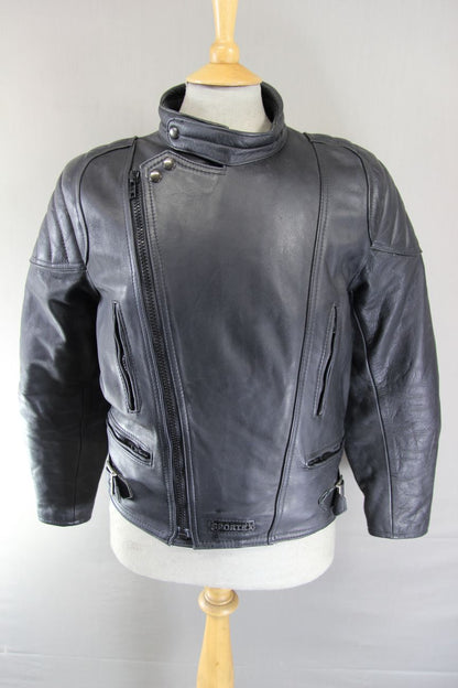CLASSIC SPORTEX A5 BLACK LEATHER BIKER JACKET 40-42 INCH