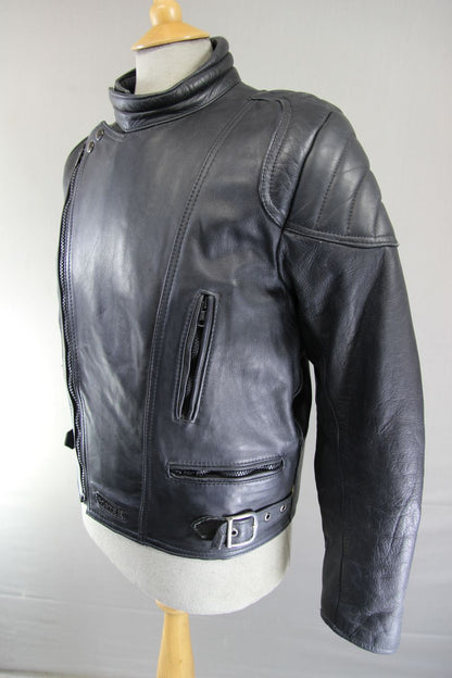 CLASSIC SPORTEX A5 BLACK LEATHER BIKER JACKET 40-42 INCH