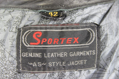 CLASSIC SPORTEX A5 BLACK LEATHER BIKER JACKET 40-42 INCH