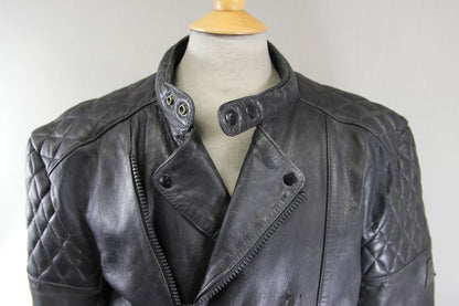 VINTAGE AKITO CLASSIC BLACK LEATHER BIKER JACKET 40 INCH CHEST