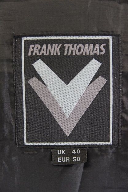 CLASSIC FRANK THOMAS BLACK LEATHER BIKER JACKET WITH BACK PROTECTOR 40 INCH