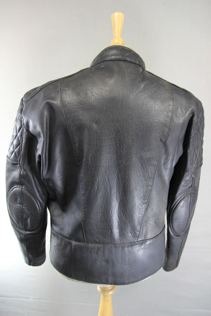 VINTAGE AKITO CLASSIC BLACK LEATHER BIKER JACKET 40 INCH CHEST