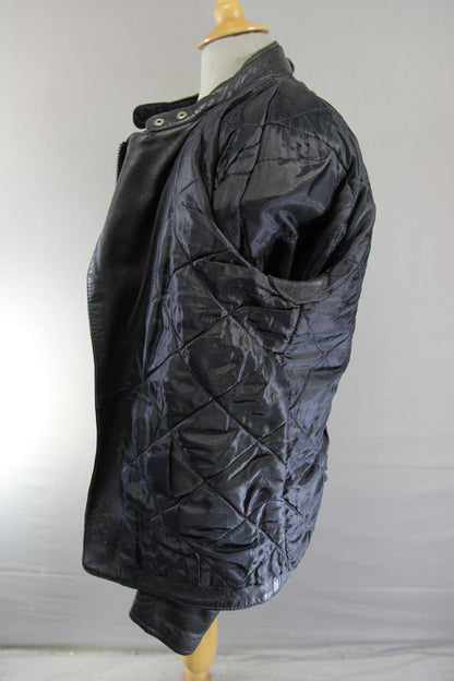 VINTAGE AKITO CLASSIC BLACK LEATHER BIKER JACKET 40 INCH CHEST