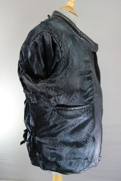 CLASSIC SPORTEX C4 BLACK LEATHER BIKER JACKET 34-36 INCH