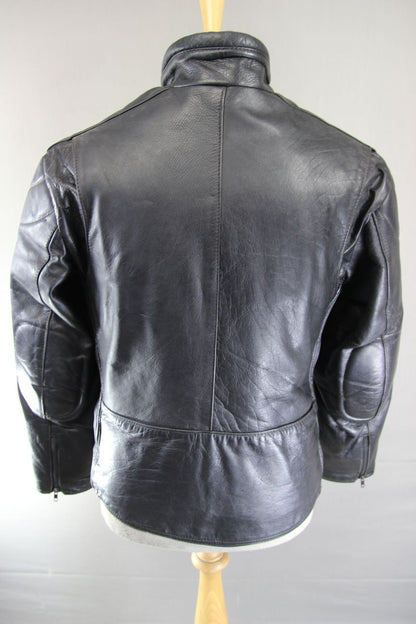 SPORTEX VINTAGE CLASSIC BLACK COWHIDE LEATHER BIKER JACKET 38 INCH