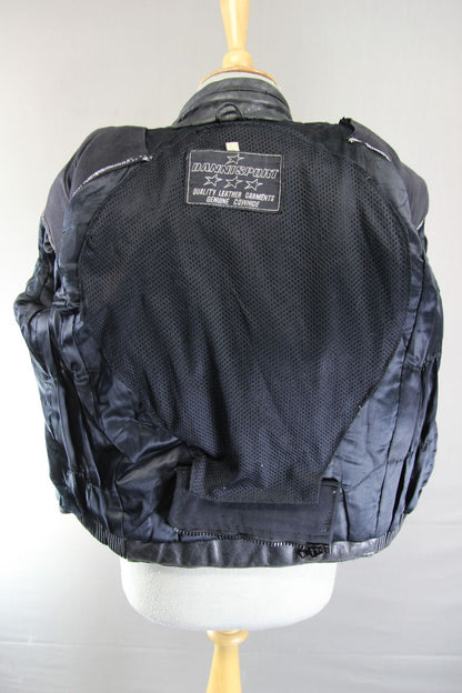 DANNISPORT CLASSIC BLACK COWHIDE LEATHER BIKER JACKET: SIZE 12 34-36 INCH CHEST