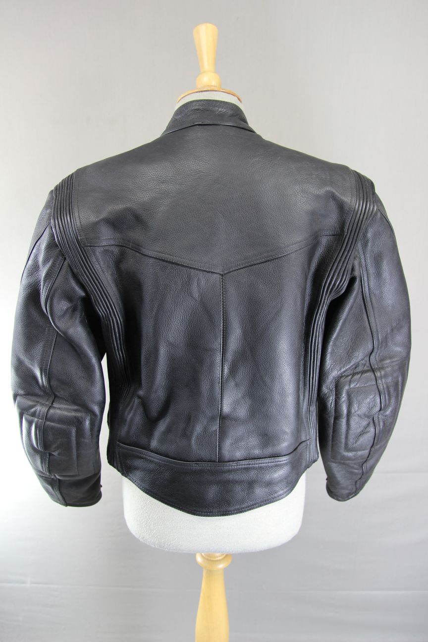 CLASSIC BUFFALO BLACK LEATHER BIKER JACKET: SIZE 16 36-38 INCH CHEST
