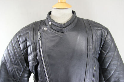 CLASSIC DAPA BLACK LEATHER BIKER JACKET 42-44 INCH