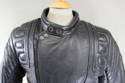 APACHE LEATHERS CLASSIC BLACK BIKER JACKET 38 INCH CHEST/MEDIUM