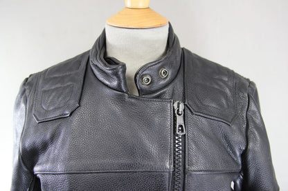 CLASSIC BRITISH MADE BLACK TT LEATHERS INTERNATIONAL BIKER JACKET: SIZE 8