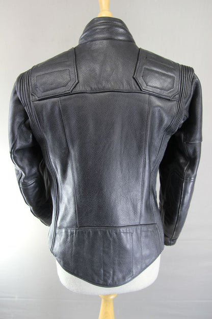 CLASSIC BRITISH MADE BLACK TT LEATHERS INTERNATIONAL BIKER JACKET: SIZE 8