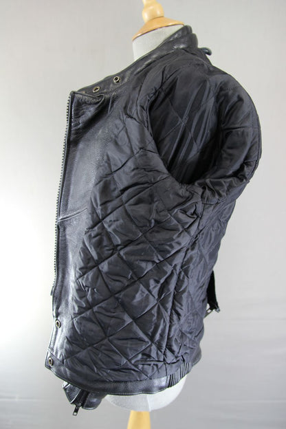 CLASSIC BRITISH MADE BLACK TT LEATHERS INTERNATIONAL BIKER JACKET: SIZE 8