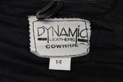 DYNAMIC LEATHERS CLASSIC BLACK COWHIDE BIKER JACKET: SIZE 14